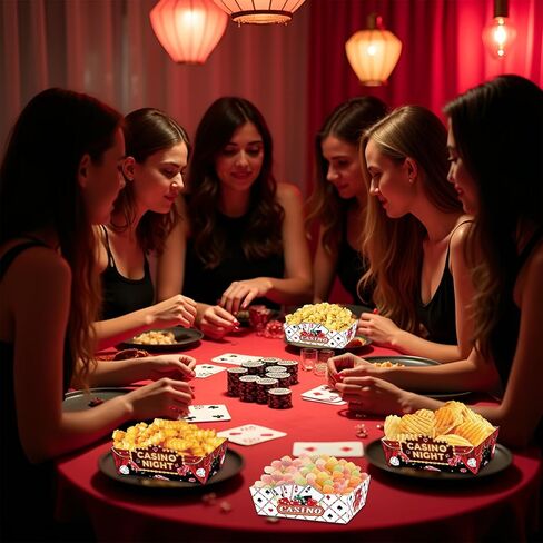 24 Pcs Casino Theme Party Decorations, Disposable Paper Food Trays Snack Nacho Food Boats (5.3×3.7×1.8inch) for Vegas Theme Party and Casino Night Birthday Supplies in Saudi Arabia