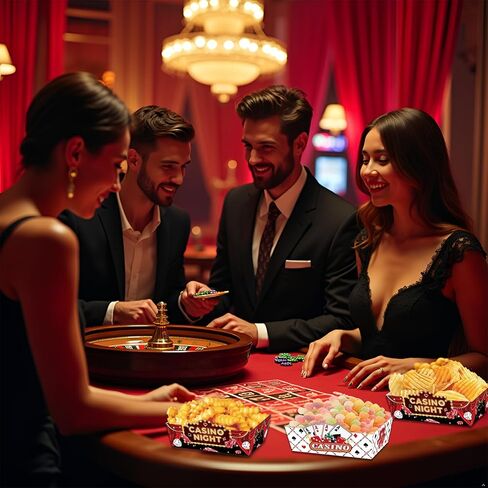 24 Pcs Casino Theme Party Decorations, Disposable Paper Food Trays Snack Nacho Food Boats (5.3×3.7×1.8inch) for Vegas Theme Party and Casino Night Birthday Supplies in Saudi Arabia