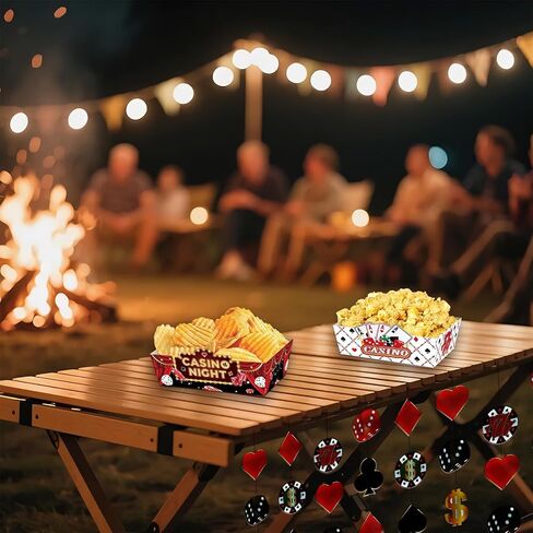 24 Pcs Casino Theme Party Decorations, Disposable Paper Food Trays Snack Nacho Food Boats (5.3×3.7×1.8inch) for Vegas Theme Party and Casino Night Birthday Supplies in Saudi Arabia