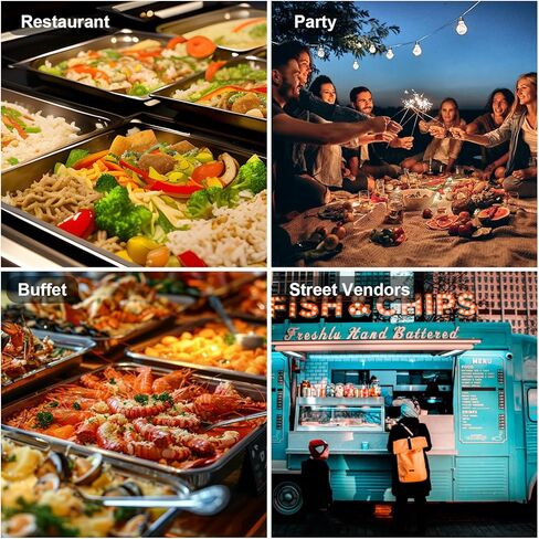 حاوية عرض تقديم الطعام على سطح الطاولة مع غطاء علوي شفاف، عرض بوفيه لوازم تقديم الطعام، محطة بوفيه بار سلطة مثالية للمنزل ومستلزمات تقديم الطعام، خادم بوفيه الطعام البارد (3 أوعية) in Kuwait