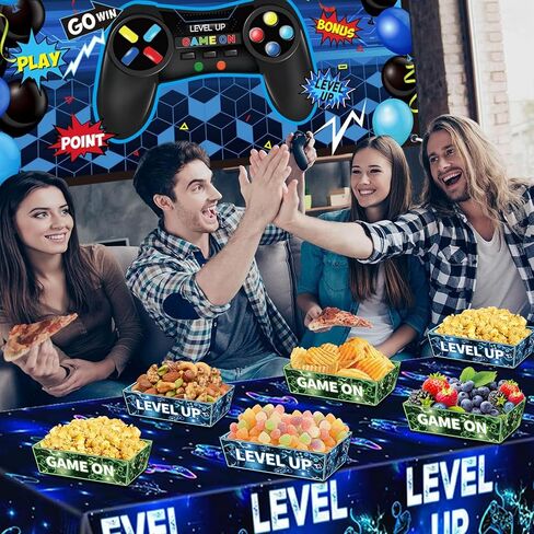 24 Pcs Video Game Theme Party Decorations, Paper Food Trays Disposable Serving Tray Nacho Food Boats for Kids Birthday Supplies in Saudi Arabia