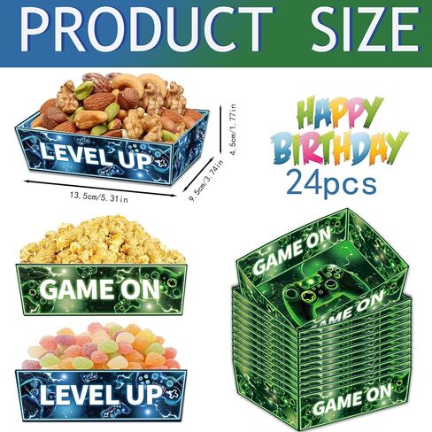 24 Pcs Video Game Theme Party Decorations, Paper Food Trays Disposable Serving Tray Nacho Food Boats for Kids Birthday Supplies in Saudi Arabia