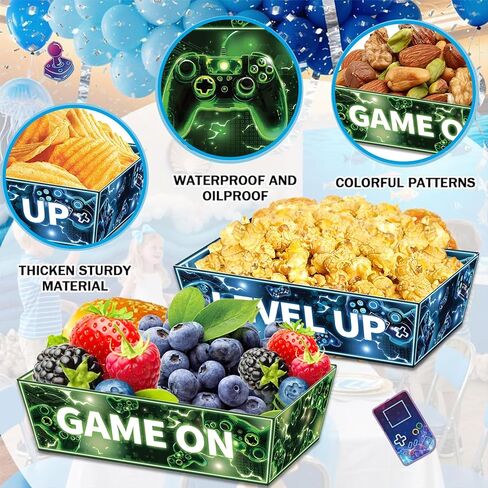 24 Pcs Video Game Theme Party Decorations, Paper Food Trays Disposable Serving Tray Nacho Food Boats for Kids Birthday Supplies in Saudi Arabia