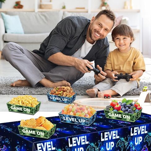 24 Pcs Video Game Theme Party Decorations, Paper Food Trays Disposable Serving Tray Nacho Food Boats for Kids Birthday Supplies in Saudi Arabia
