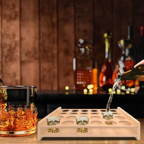 24 Shot Glass Holder Wine Glass Cup Serving Tray Cups Organizer Shot Display for Bar Accessories for Party, Bar, Club Hole: 1.53 Inch in Kuwait
