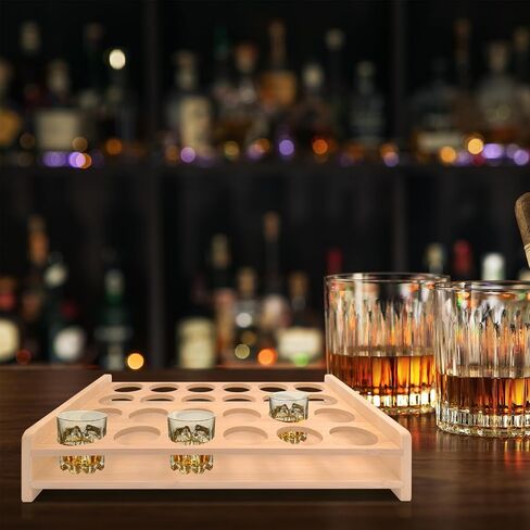 24 Shot Glass Holder Wine Glass Cup Serving Tray Cups Organizer Shot Display for Bar Accessories for Party, Bar, Club Hole: 1.53 Inch in Kuwait