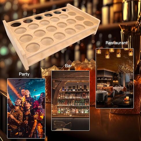 24 Shot Glass Holder Wine Glass Cup Serving Tray Cups Organizer Shot Display for Bar Accessories for Party, Bar, Club Hole: 1.53 Inch in Kuwait