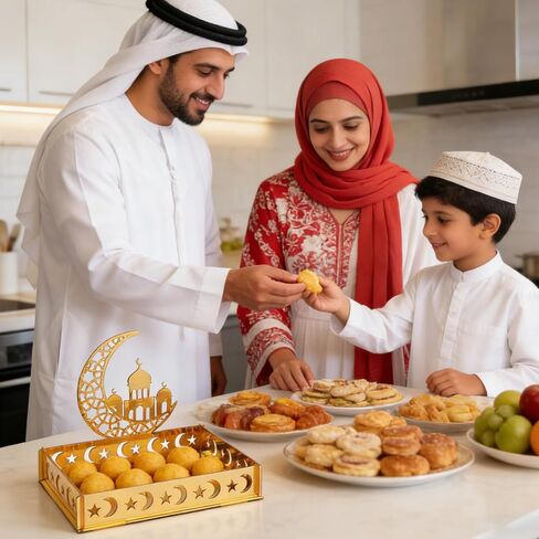 ديكورات العيد للمنزل 2026 - صينية تقديم رمضان، ديكور طاولة رمضان، ديكور رمضان الإسلامي، هدايا رمضان، لافتة رمضان مبارك وديكور طاولة رمضان، عبوة واحدة in Kuwait