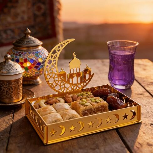 ديكورات العيد للمنزل 2026 - صينية تقديم رمضان، ديكور طاولة رمضان، ديكور رمضان الإسلامي، هدايا رمضان، لافتة رمضان مبارك وديكور طاولة رمضان، عبوة واحدة in Kuwait