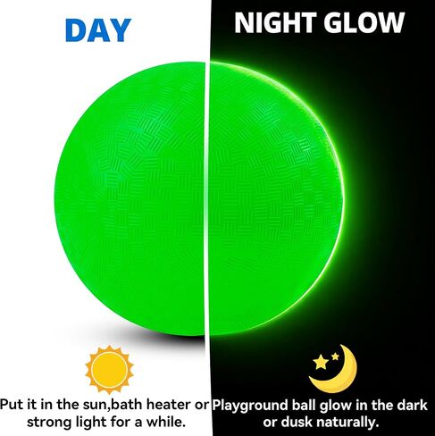 عبوة من قطعتين من كرة التوهج في الظلام، كرة ملعب كيك بول مضيئة مقاس 8.5 بوصة مع حقيبتين شبكيتين ومضخة يدوية، لا تحتاج إلى بطارية، يتم شحنها عن طريق ضوء الشمس أو الضوء الداخلي، كرات مطاطية نطاطة خضراء مضيئة، صندوق هدايا in Kuwait