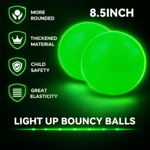 عبوة من قطعتين من كرة التوهج في الظلام، كرة ملعب كيك بول مضيئة مقاس 8.5 بوصة مع حقيبتين شبكيتين ومضخة يدوية، لا تحتاج إلى بطارية، يتم شحنها عن طريق ضوء الشمس أو الضوء الداخلي، كرات مطاطية نطاطة خضراء مضيئة، صندوق هدايا in Kuwait