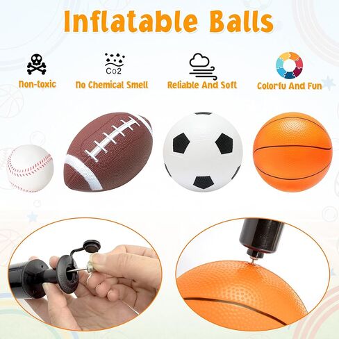 PARENTSWELL 8 Pcs Balls for Toddlers 1-3 Age, Kids Ball Toys Set (Football, Basketball, Soccer, Baseball) Baby Balls for Outside Playground, Boys Girls in Kuwait