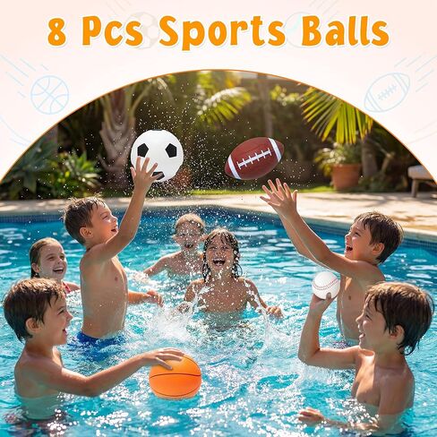PARENTSWELL 8 Pcs Balls for Toddlers 1-3 Age, Kids Ball Toys Set (Football, Basketball, Soccer, Baseball) Baby Balls for Outside Playground, Boys Girls in Kuwait