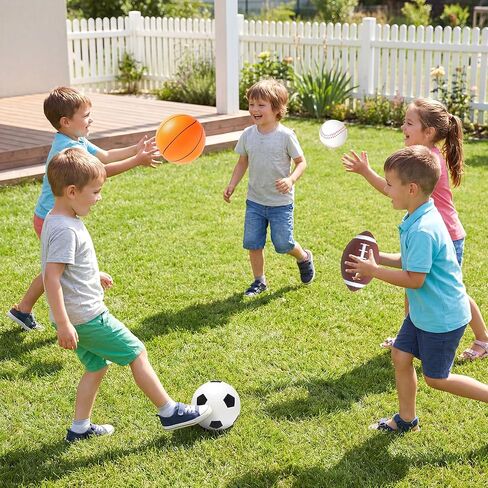 PARENTSWELL 8 Pcs Balls for Toddlers 1-3 Age, Kids Ball Toys Set (Football, Basketball, Soccer, Baseball) Baby Balls for Outside Playground, Boys Girls in Kuwait