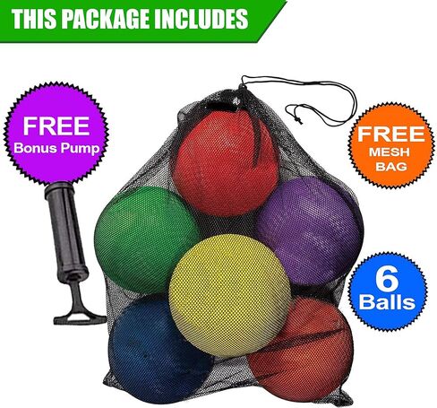 كرات الملعب 8.5 بوصة، كرة دودج بول للأطفال والكبار - كرة دودج كذاب، كرة يد، لعبة مربعة للاستخدام الخارجي والداخلي + مضخة وحقيبة شبكية مجانية in Kuwait