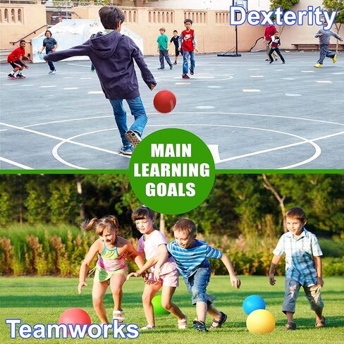 كرات الملعب 8.5 بوصة، كرة دودج بول للأطفال والكبار - كرة دودج كذاب، كرة يد، لعبة مربعة للاستخدام الخارجي والداخلي + مضخة وحقيبة شبكية مجانية in Kuwait