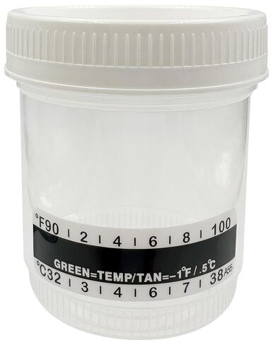 Identify Health Sterile Urine Specimen Cups with Lids | 5 Pack | 90 ML Individually Wrapped Urine Collection, Temperature Strip, Graduation Scale in Saudi Arabia