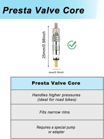 Riseuvo 20pcs Presta Valve Core - Durable Replacement for Road & MTB Tires - Leak-Proof Tubeless Stem Cores - Universal Cycling Maintenance Kit in Kuwait