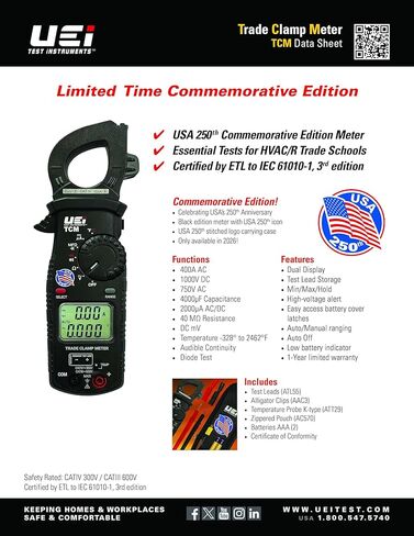 UEi Trade Clamp Meter TCM (يستبدل DL569) * إصدار خاص بمناسبة الذكرى السنوية الـ 250 للولايات المتحدة الأمريكية لعام 2026 in Kuwait