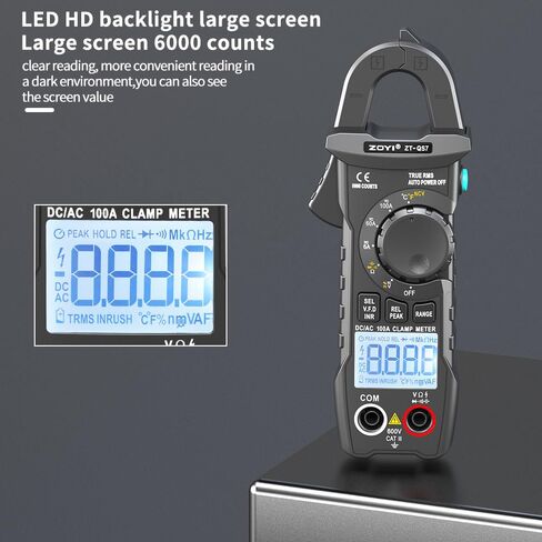 Digital Clamp Meter AC DC Current 10mA-100A True RMS 6000 Counts Voltage Tester with NCV Inrush Current for Electricians and Home Appliance Repair in Kuwait