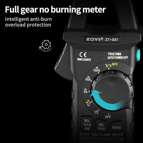 Digital Clamp Meter AC DC Current 10mA-100A True RMS 6000 Counts Voltage Tester with NCV Inrush Current for Electricians and Home Appliance Repair in Kuwait