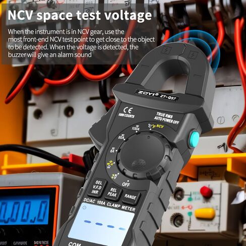 Digital Clamp Meter AC DC Current 10mA-100A True RMS 6000 Counts Voltage Tester with NCV Inrush Current for Electricians and Home Appliance Repair in Kuwait