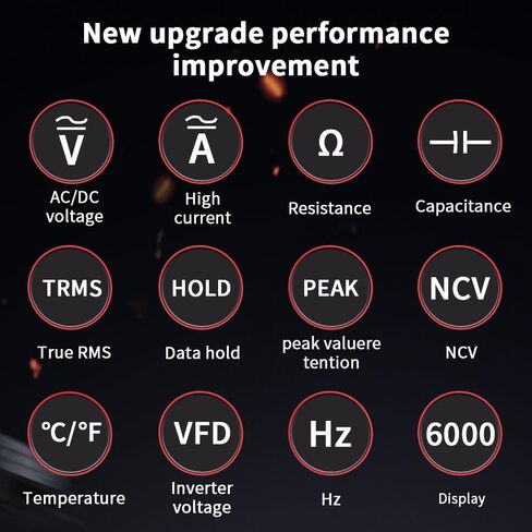 Digital Clamp Meter AC DC Current 10mA-100A True RMS 6000 Counts Voltage Tester with NCV Inrush Current for Electricians and Home Appliance Repair in Kuwait