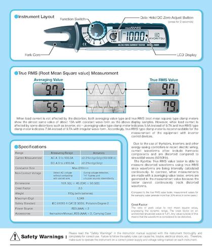 Japan Quality KYORITSU Fork Current Tester KEW 2300R Digital True RMS AC DC Clamp Meter High Precision Minimum Resolution 0.1A Current Pliers Ammeter Smart Ammeter Pliers in Saudi Arabia