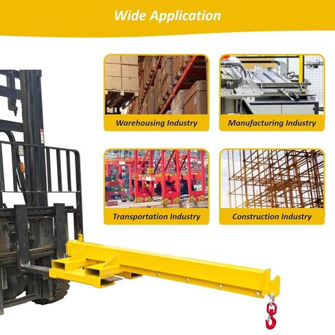Bidirectional Forklift Jib Boom Crane, 4400LBS/2T Dual-Direction Boom Works in Transverse & Longitudinal, Adjustable Telescopic Mobile Lifting Hoist with 2 Hooks, for Forklifts & Hoists in Saudi Arabia