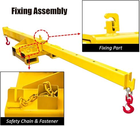 INTSUPERMAI Forklift Mobile Crane 6600lbs/3 Ton Capacity Adjustable Forklift Jib Boom Crane with Horizontally & Vertically Dual Directions Use Telescopic Arm with Truss Hoist Jib Boom and Hooks in Kuwait