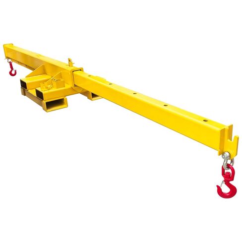 Bidirectional Forklift Jib Boom Crane, 6600LBS/3T Dual-Direction Boom Works in Transverse & Longitudinal, Adjustable Telescopic Mobile Lifting Hoist with 2 Hooks, for Forklifts & Hoists in Saudi Arabia