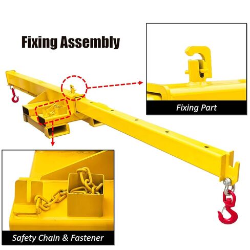INTSUPERMAI Forklift Mobile Crane 4400lbs/2 Ton Capacity Adjustable Forklift Jib Boom Crane with Horizontally & Vertically Directions Telescopic Arm with Truss Hoist Jib Boom and Hooks in Saudi Arabia