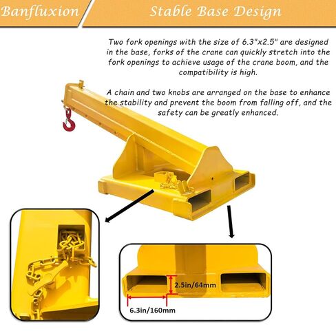 Forklift Jib Boom Crane, 8800LBS/4T Capacity Heavy Duty Telescopic Crane, Manual Adjustable Arm Extends to 94.5 Inch, with Truss Boom & Hook for Warehouse, Factory, Equipment Handling in Saudi Arabia