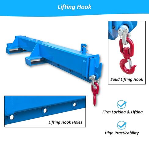 2200LB Forklift Jib Boom Crane, Mobile Crane Lifting Hoist, Max Length 8.2 Feet, Forklift Boom Attachment Towing Handling Equipment, 6.3''x2.17'' Socket Size in Kuwait