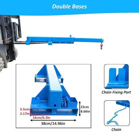 2200LB Forklift Jib Boom Crane, Mobile Crane Lifting Hoist, Max Length 8.2 Feet, Forklift Boom Attachment Towing Handling Equipment, 6.3''x2.17'' Socket Size in Kuwait
