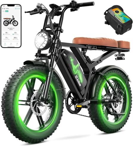 دراجة كهربائية SISIAGD للبالغين، ذروة 1500 واط، بطارية قابلة للإزالة مقاومة للماء 48 فولت 15/30 أمبير، 60-100 ميل، 7 سرعات، 28 ميل في الساعة بحد أقصى، 20 بوصة دراجة إلكترونية للتنقل في المدينة، الطرق الوعرة، الجبال، شهادة UL 2849 in Kuwait