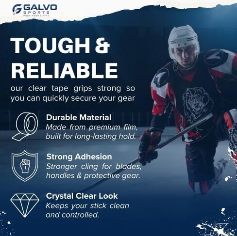 شريط هوكي شفاف 6 عبوات، 25 مم × 25 م، شريط جورب هوكي لاصق قوي لواقيات الساق، بدون بقايا، شريط قبضة متين in Kuwait