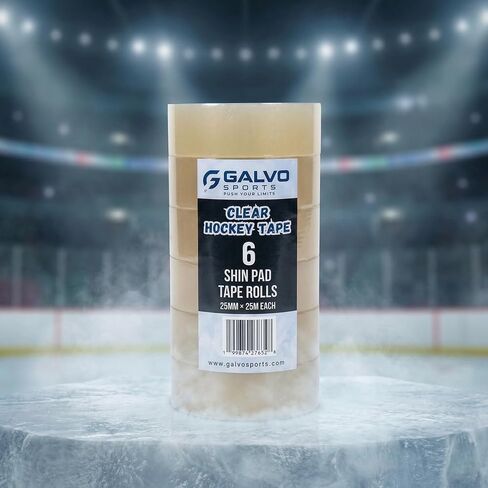 شريط هوكي شفاف 6 عبوات، 25 مم × 25 م، شريط جورب هوكي لاصق قوي لواقيات الساق، بدون بقايا، شريط قبضة متين in Kuwait