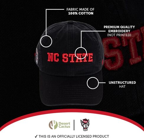 Desert Cactus North Carolina State University Baseball Hat NCSU Wolfpack Brimmed Embroidered Cap Adjustable Cloth Strap TypeC in Saudi Arabia