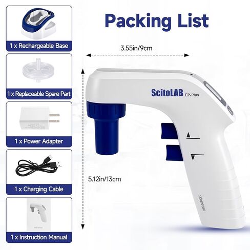 Lab Electric Pipette Controller, 0.1-100ml Motorized Pipette, 6 Adjustable Speed, Dual Drainage Modes, Digital Pipettor for Laboratory School in Kuwait