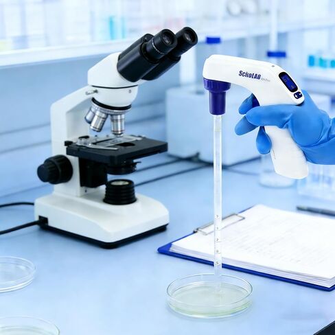 Lab Electric Pipette Controller, 0.1-100ml Motorized Pipette, 6 Adjustable Speed, Dual Drainage Modes, Digital Pipettor for Laboratory School in Kuwait