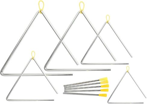 GALPADA Children's 5-Piece Hand Percussion Instrument Set Musical Iron Triangle with Striker for Boys and Girls Fun Rhythm Toys for Home and Classroom Activities in Saudi Arabia