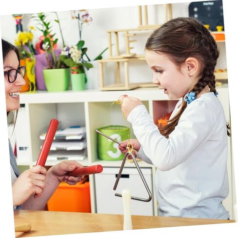 GALPADA Children's 5-Piece Hand Percussion Instrument Set Musical Iron Triangle with Striker for Boys and Girls Fun Rhythm Toys for Home and Classroom Activities in Saudi Arabia