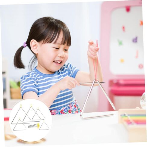 GALPADA Children's 5-Piece Hand Percussion Instrument Set Musical Iron Triangle with Striker for Boys and Girls Fun Rhythm Toys for Home and Classroom Activities in Saudi Arabia