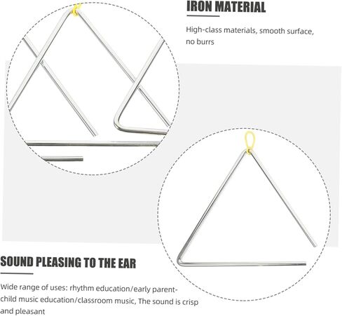 GALPADA Children's 5-Piece Hand Percussion Instrument Set Musical Iron Triangle with Striker for Boys and Girls Fun Rhythm Toys for Home and Classroom Activities in Saudi Arabia