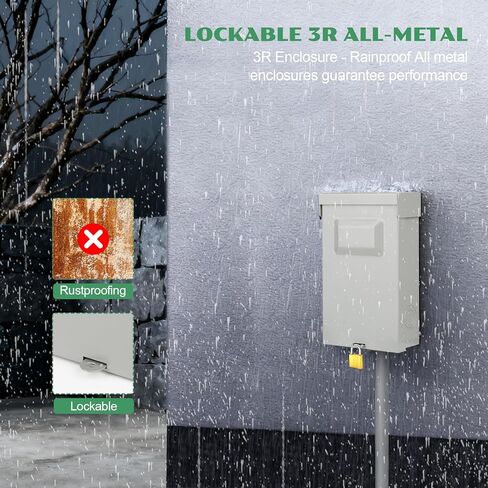 صندوق فصل 30 أمبير مع صمامات، حاوية معدنية مقاومة للماء في الهواء الطلق مع مفتاح سحب، مدرج في قائمة UL، قطع التيار المتردد لتكييف الهواء ونظام التدفئة والتهوية وتكييف الهواء المنزلي (يشمل المصهر) (30 أمبير) in Kuwait