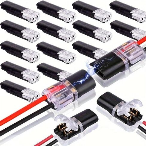 100 Pcs Double Wire Plug in Connector with Locking Buckle, Quick-Clip Fasteners Multi-Purpose Snap-On Blocks for Strip Lights DIY Crafting, Low-Voltage Decor & Model Kits 2 Pin in Saudi Arabia