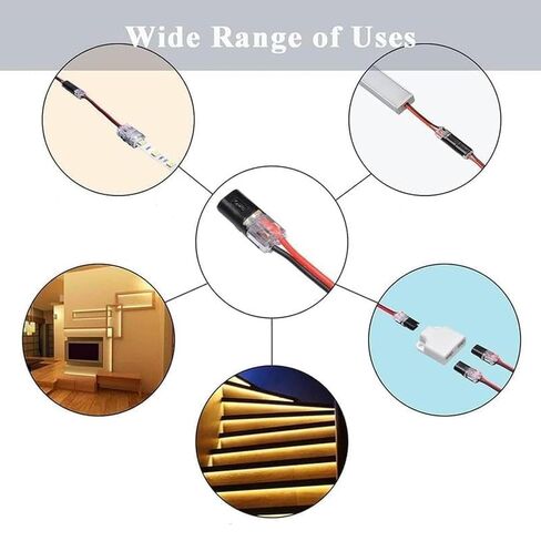 100 Pcs Double Wire Plug in Connector with Locking Buckle, Quick-Clip Fasteners Multi-Purpose Snap-On Blocks for Strip Lights DIY Crafting, Low-Voltage Decor & Model Kits 2 Pin in Saudi Arabia