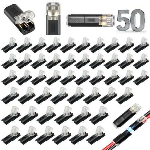 50 Pack Low Voltage 2 Pin Wire Quick Connectors,Led Strip Lights Quick Wire Connectors,Double Wire Plug in Connector with Locking Buckle- No Stripping Or Cutting Required for Home Wiring Projects in Kuwait