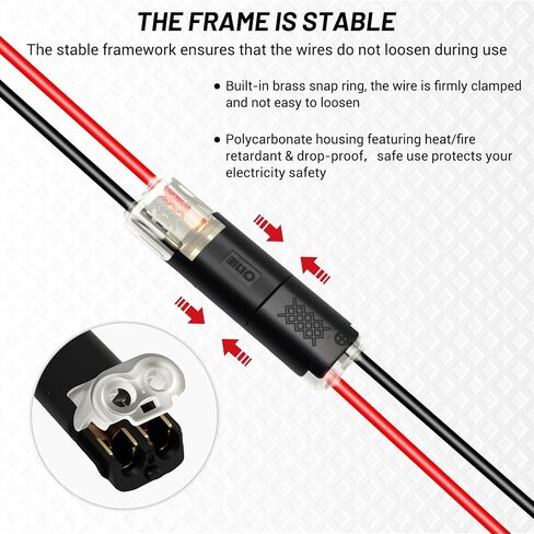 50 Pack Low Voltage 2 Pin Wire Quick Connectors,Led Strip Lights Quick Wire Connectors,Double Wire Plug in Connector with Locking Buckle- No Stripping Or Cutting Required for Home Wiring Projects in Kuwait
